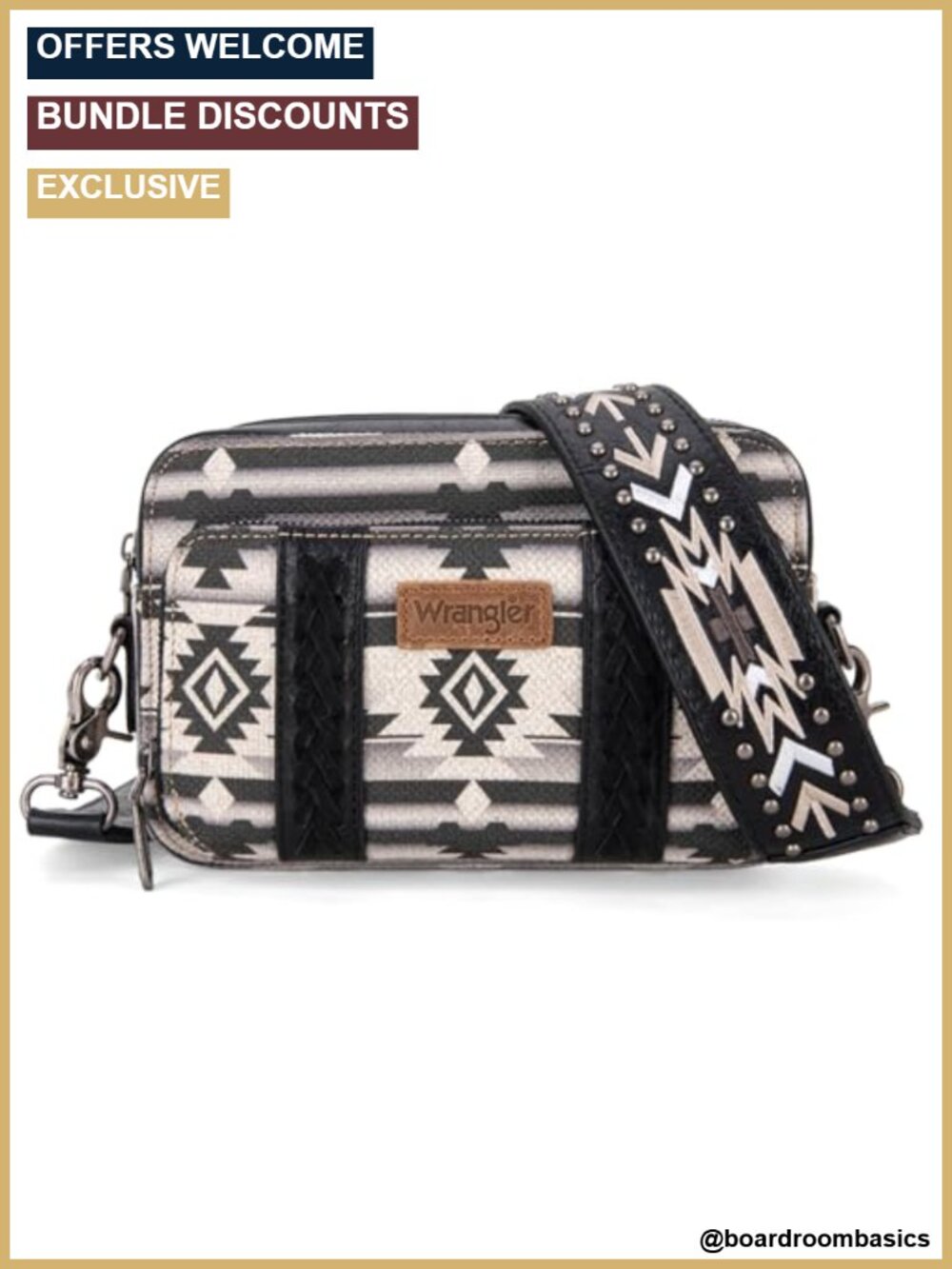 Boho Aztec Crossbody Bag Small Multi Pocket Canvas Crossover Purse